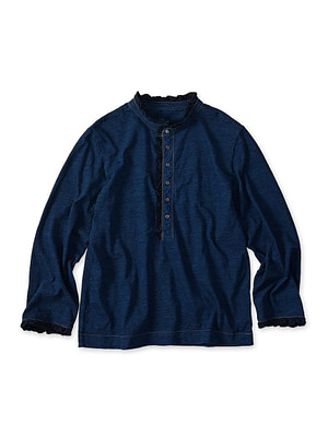 Indigo Frill Tenjiku Square Henley Dash Indigo Nou