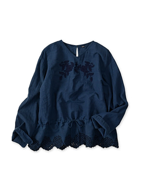 Ai Indian Khadi Peplum Cutwork Embroidered M Shirt