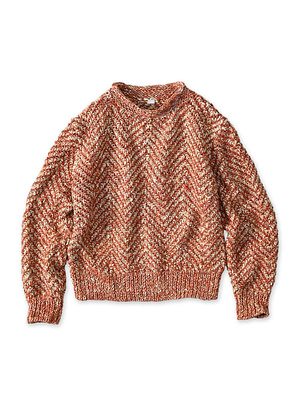 Linen Herringbone 908 Sweater White x Red Herringbone