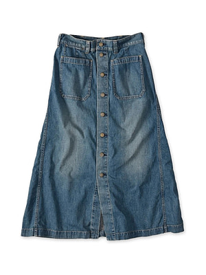 Mugihiko Denim Bell Skirt Tan