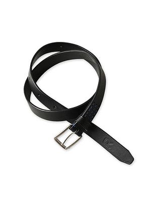 Azure Vintage Leather Belt Narrow Black