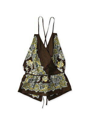 Bandana Paisley Print Tank Top Bra Brown