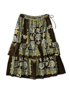 Bandana Paisley Print Tiered Frill Petit Skirt Brown