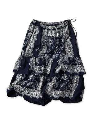 Indigo Bandana Paisley Print Tiered Frill Petit Skirt
