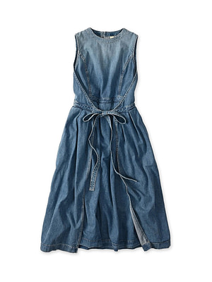 Mugihiko Denim Wrap Dress Tan