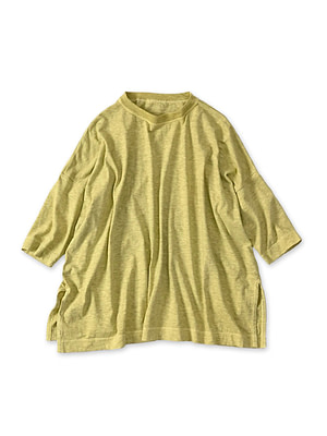 45 Plant Dyed Tenjiku Big Slit T-shirt Lemongrass