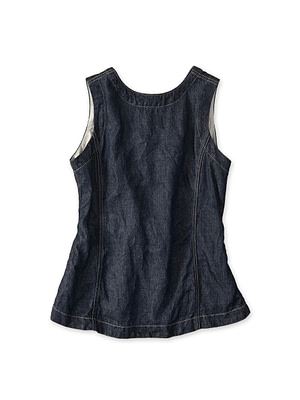 Linen Denim Open Sleeveless Shirt Nou