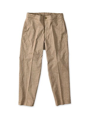 Cotton Linen OX Stretch Sabrina Slacks Brown Chambray