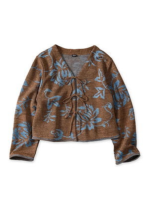 LeiLei Aloha Jacquard Cardigan Brown Base