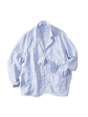 Linen OX 908 4-pocket Shirt Blue Stripes