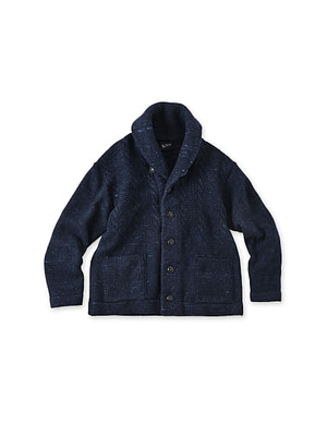 Cotton Shetland 908 Shawl Collar Navy