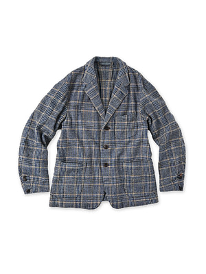 Indigo Cotton Tweed Miyuki Jacket MEN Indigo Glen Check