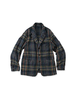 Indigo Cotton Tweed Miyuki Jacket MEN Indigo Tartan