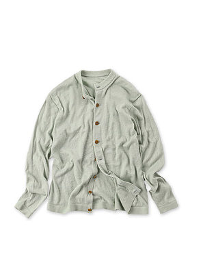 Whole Super Gauze 908 Cardigan Pale Green