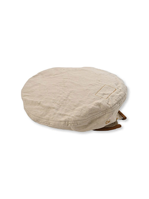 Linen Herringbone Beret Sand Beige