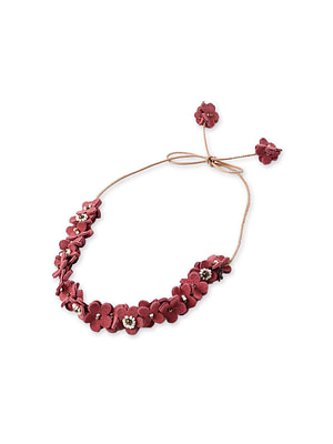 Suede Small Flower Choker Pink