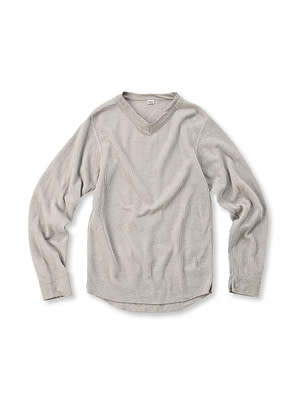 908 US Waffle V-neck Sandy Gray Moku