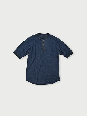 Indigo Dozume Tenjiku Cotton 908 Henley Neck T-shirt