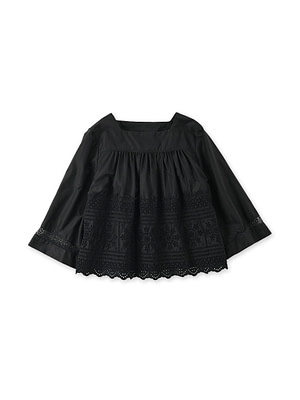 Usu High Density Gaba Cutwork Blouse Black