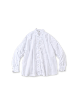 Supima Organic Batiste Cutwork Frill Blouse White