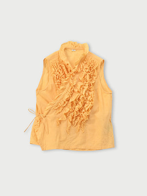 Indian Khadi Cotton Lei Lei No Sleeve Top Yellow Chambray