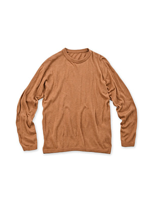 Whole Super Gauze 908 Crew Camel Top