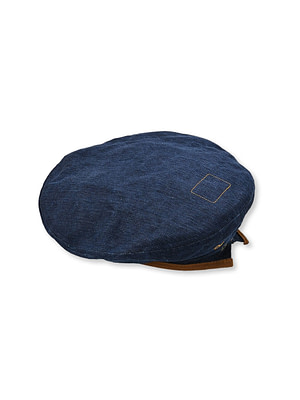 Indigo Linen Herringbone Beret Indigo