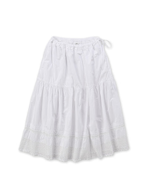 Supima Batiste Cutwork Petite Skirt White