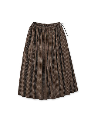 Tappet Dot Print Easy Skirt Dark Brown