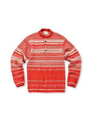 Nordic Cotton Jacquard 908 Henley Red Base