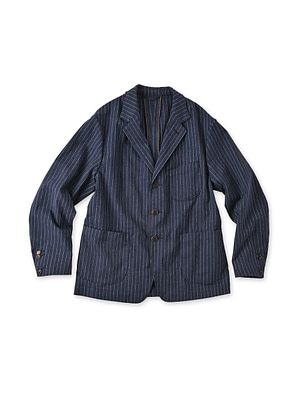 Wool Serge Stretch Miyuki Jacket Jacket MEN Navy Stripe