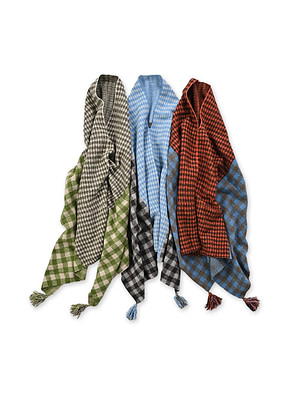 Boiled Gingham Jacquard Poncho