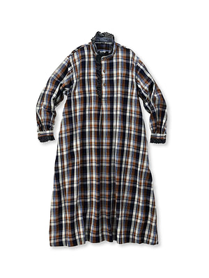 Ai Zakkuri Cotton Nell Googoo Dress Brown Saxe Plaid