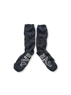 Indigo Zakkuri Cotton Knitsew Socks Indigo