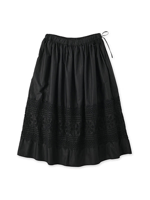 Usu High Density Gaba Cutwork Easy Skirt Black