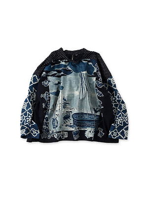 Indigo Picture Book Bandana T-shirt Picture Bandana Indigo 1