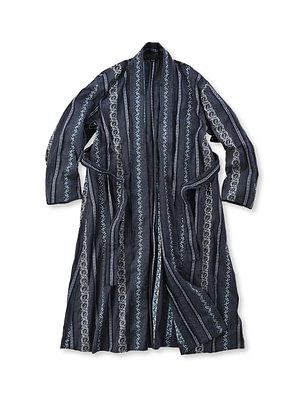 Indigo Flower Jaquared Happi Long Indigo