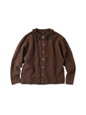 Float Boiled Wool Cardigan Brown Top