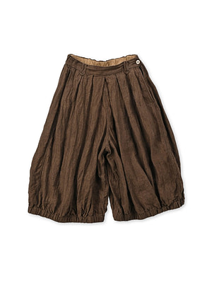 Indian Linen Herringbone Bloomer Pants Brown Herringbone