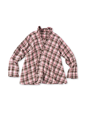 Indian Flannel Frill Cache-coeur Pink Check