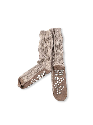 Yorimoku Cable Knitsew Socks Mount Brown Moku