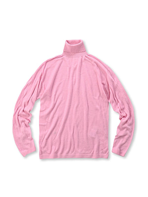 Whole Super Gauze Cotton 908 Turtle Neck T-shirt Pink