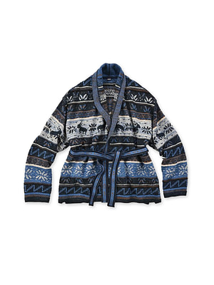 Indigo Jacquard Knit Cache-Coeur