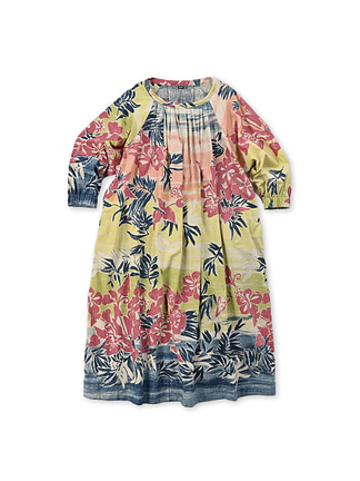 Indigo Anuenue Cotton Tuck Dress Indigo Discharge Print