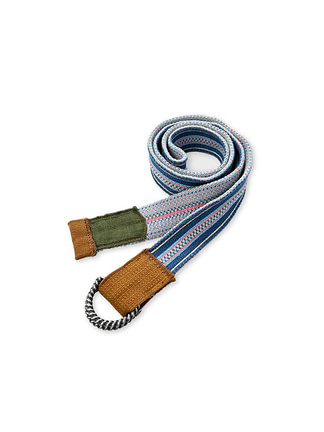 Indigo Regiment Cotton Knit Belt Indigo Stripe