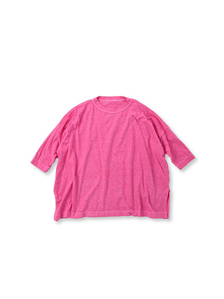 Plant Dyeing Dozume Tenjiku Cotton Big Slit T-shirt Peach Coral