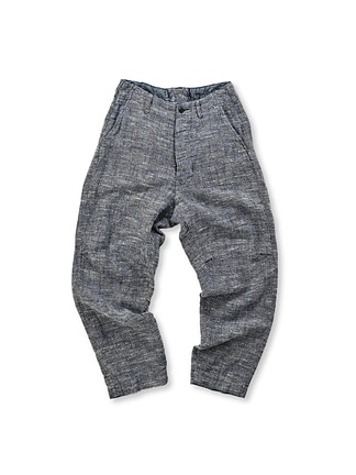 Indigo Cotton Linen Tweed 908 Chirgo Pants Indigo Tweed