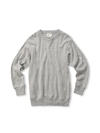 Smooth Cotton Knitsew 908 V-neck Gray Top