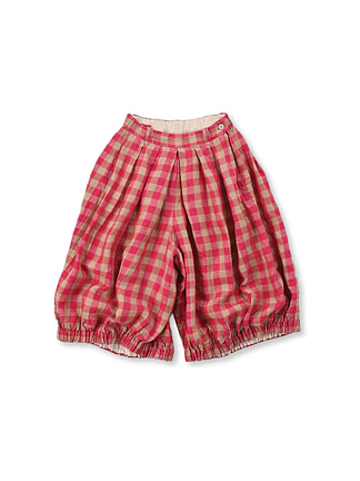 Indian Linen Twill Bloomers Pants Coral Gingham