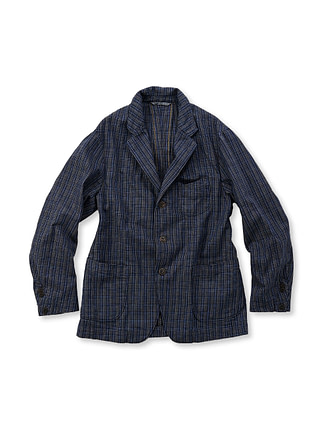 Indigo Spring Cotton Tweed 908 Miyuki Jacket Indigo Glen Check